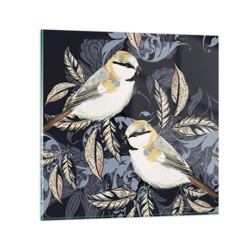 Impression sur verre - Image sur verre - Babillement jaune et bleu - 70x70 cm