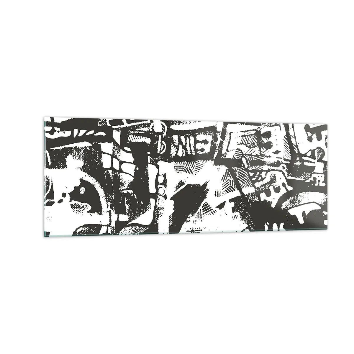 Impression sur verre - Image sur verre - Motif rétro monochrome abstrait - 140x50cm - Ordre ou chaos? - Décoration murale moderne pour le salon et la chambre ARTTOR