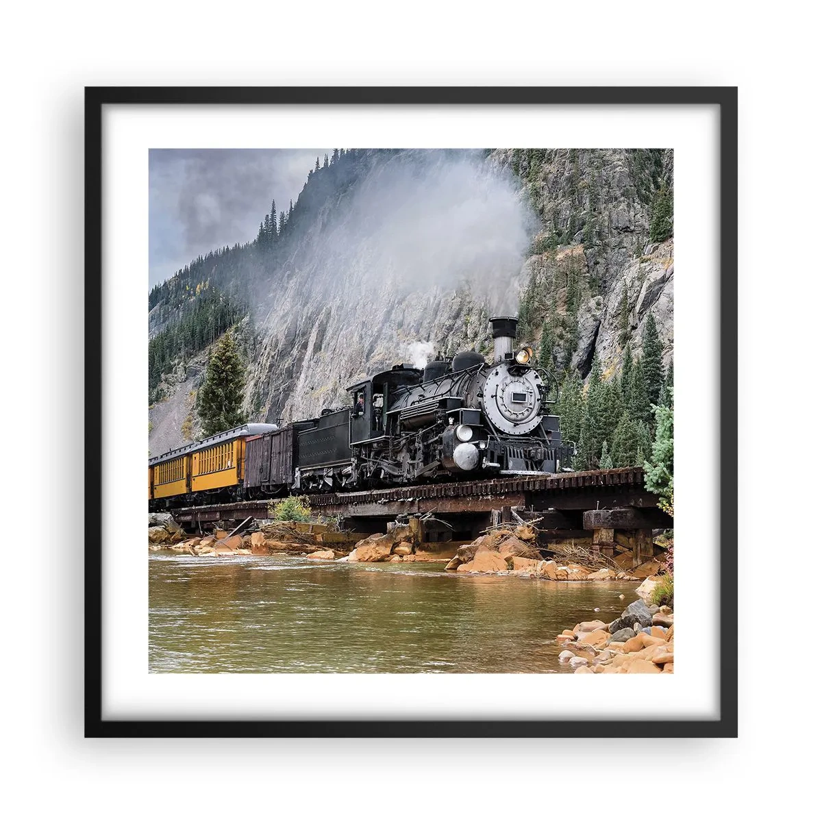 Affiche dans un cadre noir - Poster - Et lui jusqu'où? Jusqu'où? - 50x50 cm