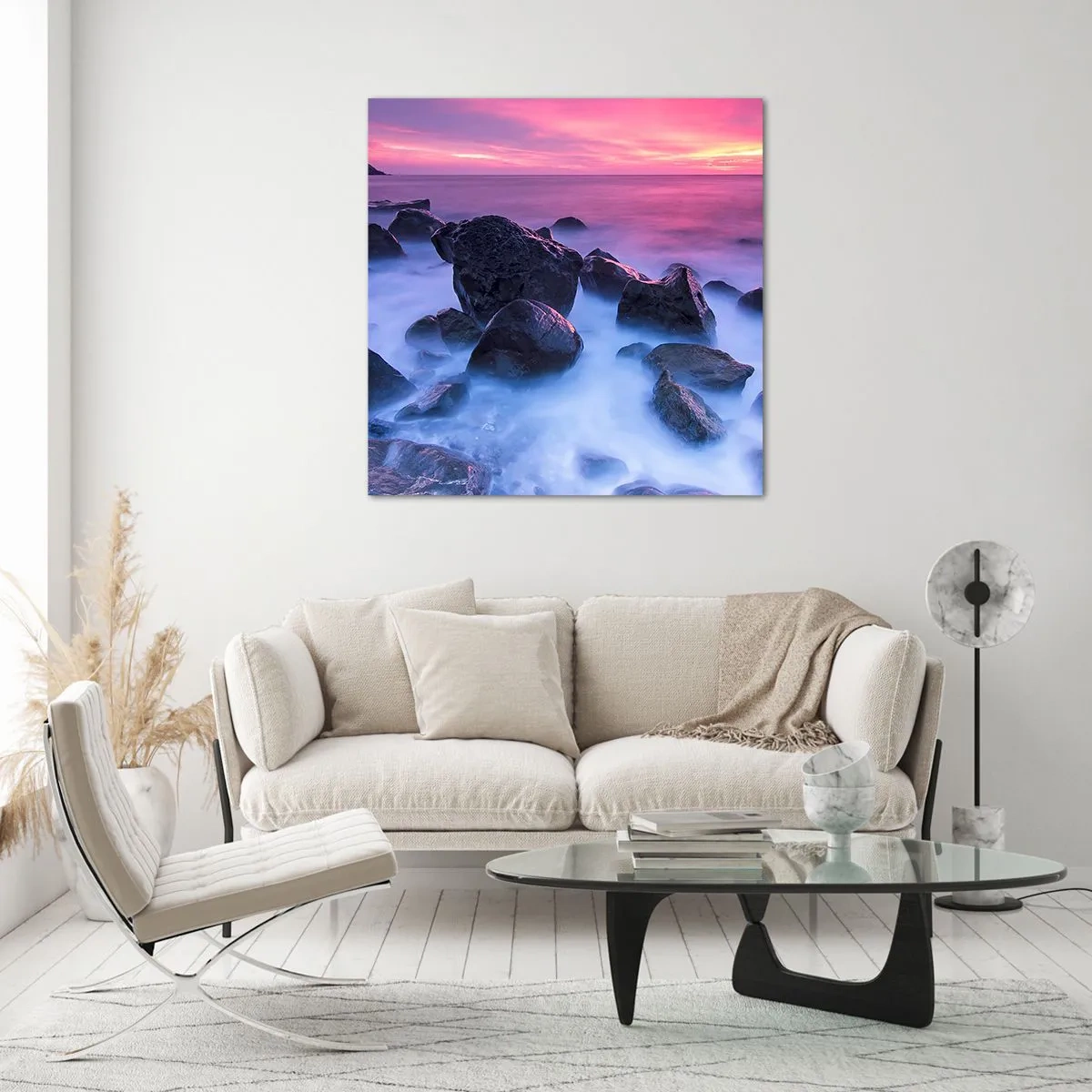 Impression sur verre - Image sur verre - Naissance dans la lumière et le brouillard - 70x70 cm