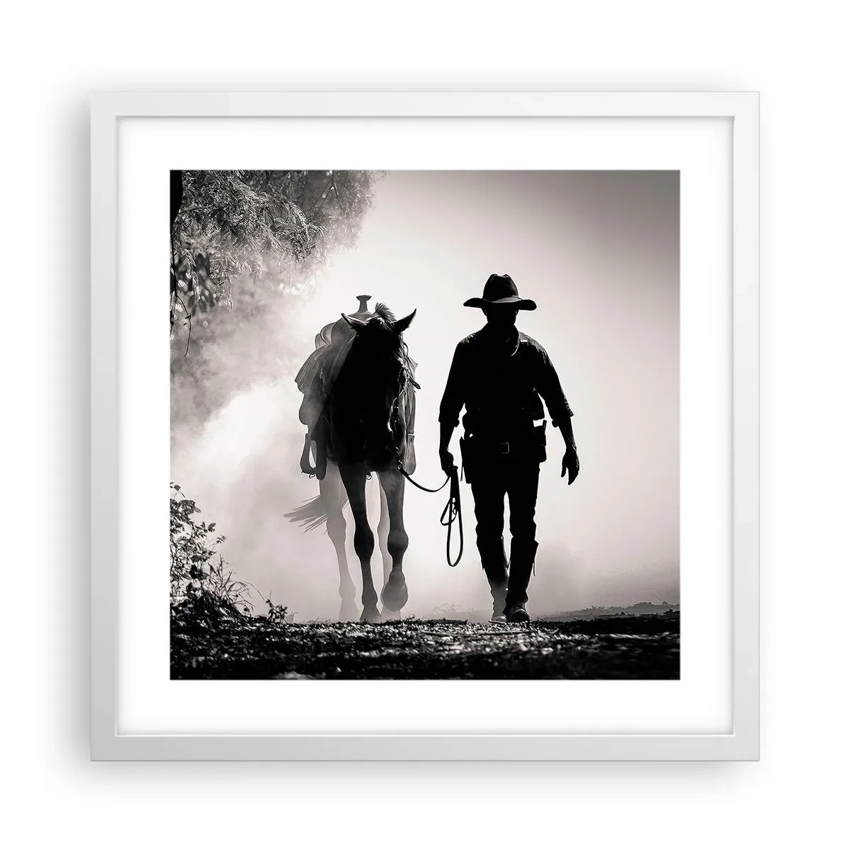 Affiche dans un cadre blanc - Poster - Matinée texane - 40x40 cm