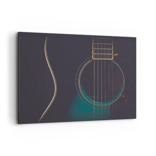 Impression sur toile - Image sur toile - Guitare acoustique dans une lumière sombre et élégante - 100x70cm - Le calme avant la tempête - Décoration murale moderne pour le salon et la chambre ARTTOR