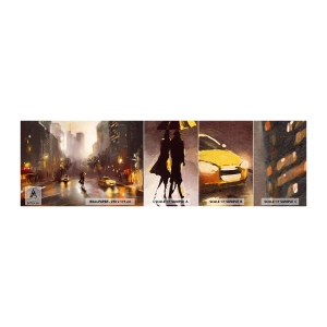Échantillon de Papier Peint Autocollant Deluxe Sticker - Dans les lumières de New-York - New York, Manhattan, Architecture - 100x30 cm