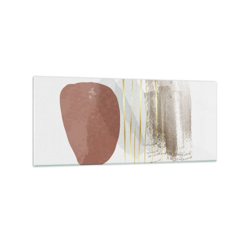 Impression sur verre - Image sur verre - Composition abstraite dans les tons beige et or - 120x50cm - Colonnade abstraite - Décoration murale moderne pour le salon et la chambre ARTTOR
