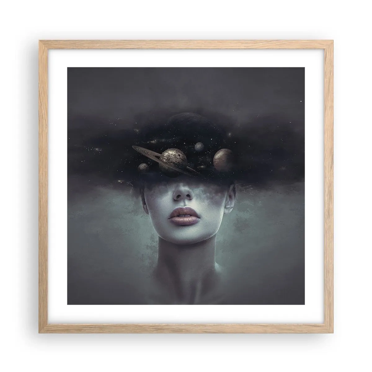 Affiche dans un chêne clair - Poster - Et les planètes deviennent folles... - 50x50 cm