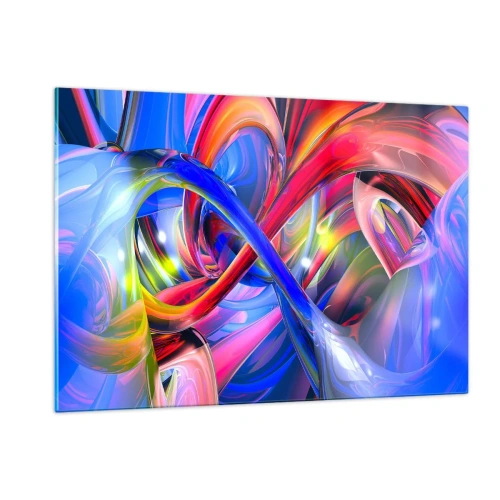 Impression sur verre - Image sur verre - Lignes abstraites et colorées et dynamiques énergiques - 120x80cm - La danse des nuances - Décoration murale moderne pour le salon et la chambre ARTTOR