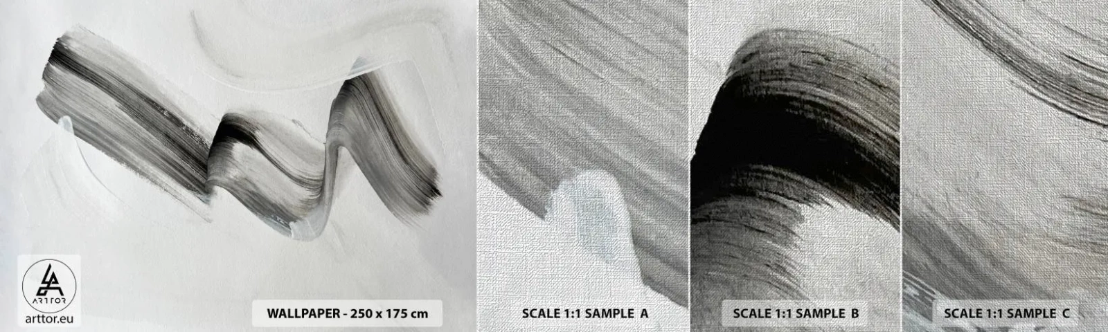 Échantillon de Papier Peint Premium Canvas - Mine de rien pour s'amuser - Minimalisme, Abstraction, Brosse - 100x30 cm