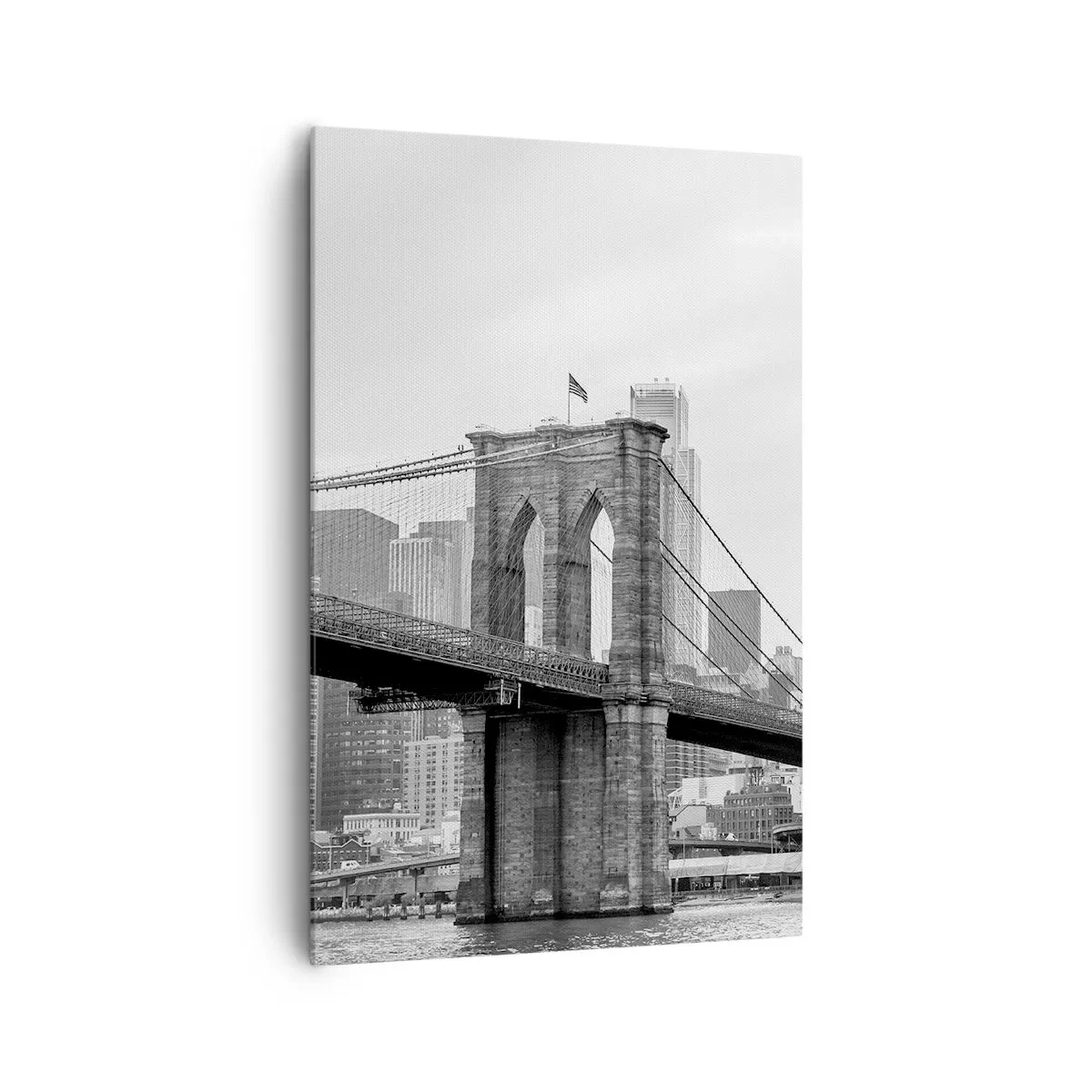 Impression sur toile - Image sur toile - Pont de Brooklyn avec les gratte-ciel de New York en arrière-plan - 80x120cm - Climat New-Yorkais - Décoration murale moderne pour le salon et la chambre ARTTOR