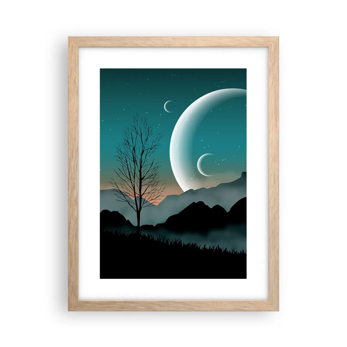 Affiche dans un chêne clair - Poster - Carnaval de la nuit étoilée - 30x40 cm