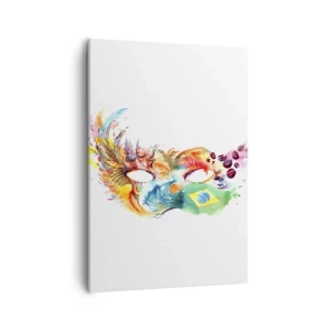 Impression sur toile - Image sur toile - Masque aquarelle coloré inspiré du Brésil - 50x70cm - Le Brésil accueille la samba - Décoration murale moderne pour le salon et la chambre ARTTOR