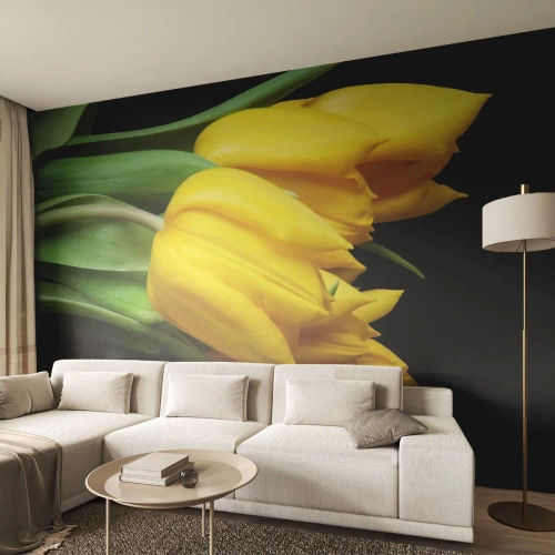 Papier peint sur mesure Premium Sand - Lever de soleil pur - Fleurs, Tulipes, Bouquet de fleurs