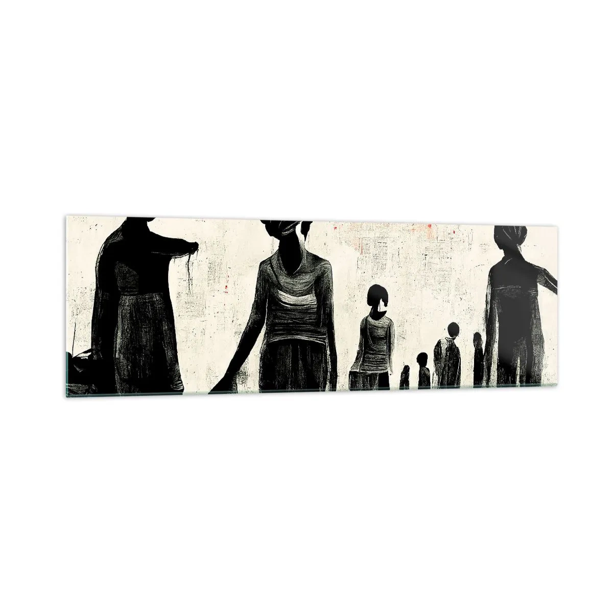 Impression sur verre - Image sur verre - Figures dans une composition monochrome sur fond clair - 160x50cm - Contre la solitude - Décoration murale moderne pour le salon et la chambre ARTTOR
