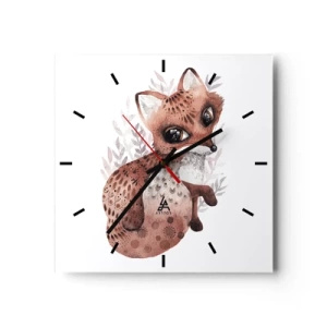 Horloge murale - Pendule murale - Un joli renard aquarelle sur fond clair - 30x30cm - Seulement à aimer - Décoration murale moderne pour le salon et la chambre ARTTOR