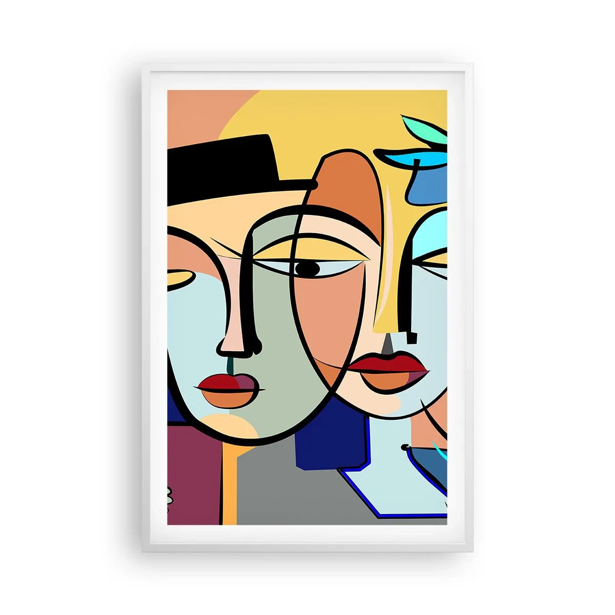 Affiche dans un cadre blanc - Poster - Le Rendez-vous de Picasso - 61x91 cm