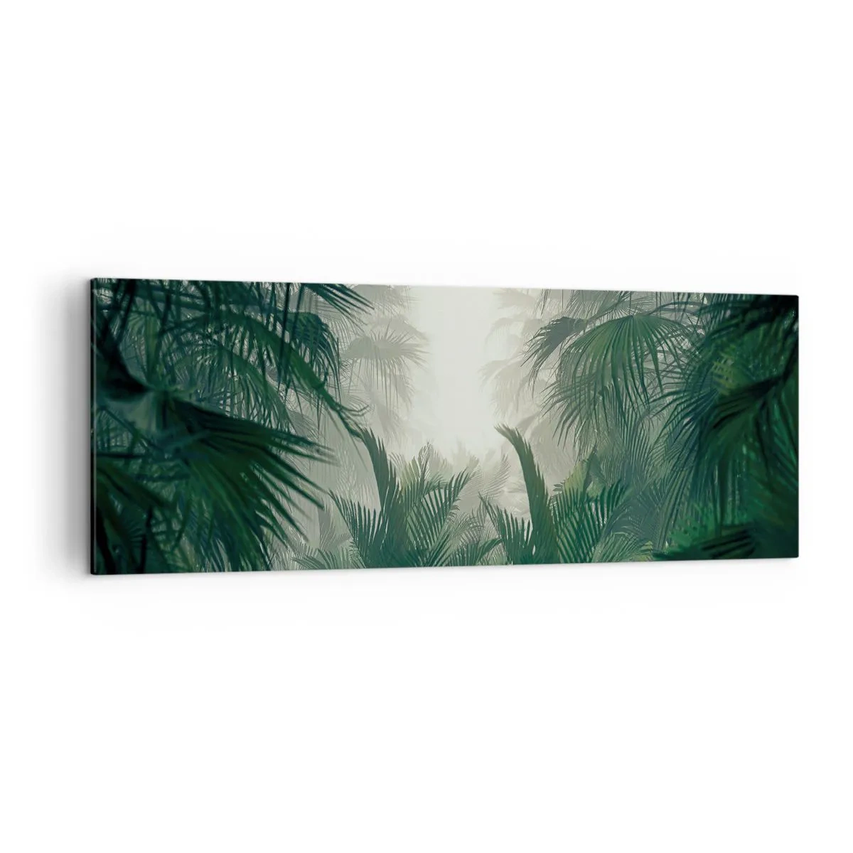 Impression sur toile - Image sur toile - Végétation tropicale dans un épais brouillard de forêt tropicale - 140x50cm - Secret tropical - Décoration murale moderne pour le salon et la chambre ARTTOR