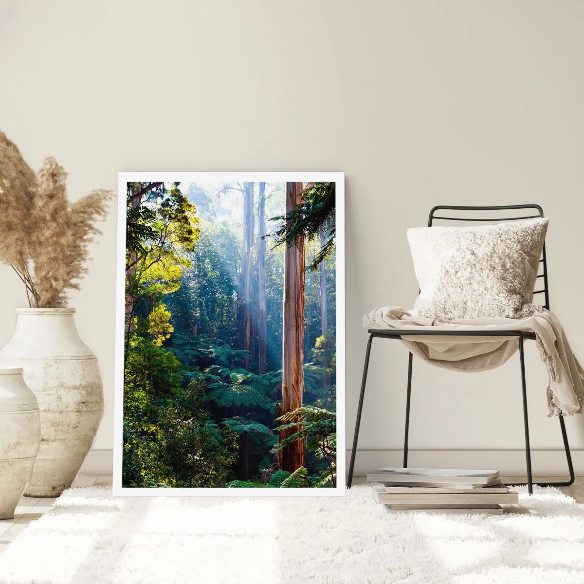 Affiche - Poster - Forêt tropicale illuminée par la lumière du soleil - 50x70cm - Fable de la forêt - Décoration murale moderne pour le salon et la chambre ARTTOR