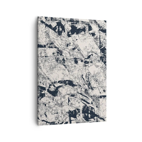 Impression sur toile - Image sur toile - Composition abstraite en noir et blanc avec une mise en page dynamique - 50x70cm - Interpénétration des contraires - Décoration murale moderne pour le salon et la chambre ARTTOR