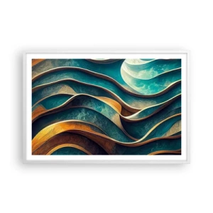 Affiche dans un cadre blanc - Poster - Méandres de bleu - 91x61 cm