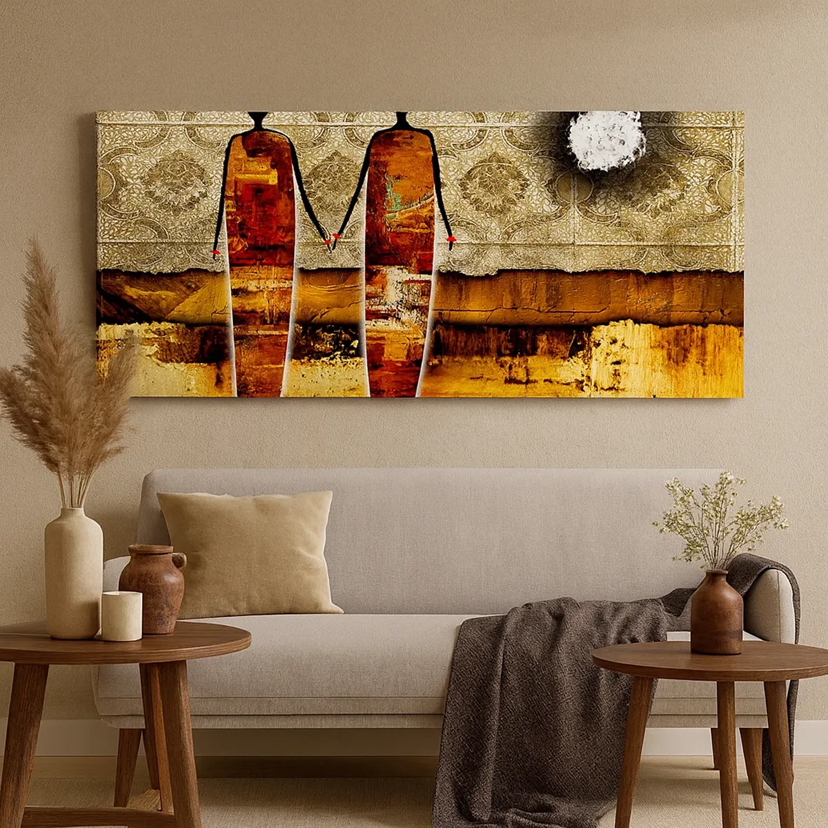 Impression sur toile - Image sur toile - Composition ethnique aux couleurs de l'Afrique - 30x30 cm