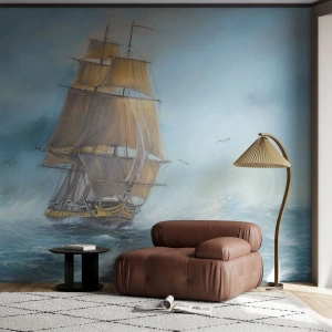 Papier Peint Autocollant Deluxe Sticker - Se précipitant sur les vagues - Mer, Bateau, Nautique - 300x210 cm