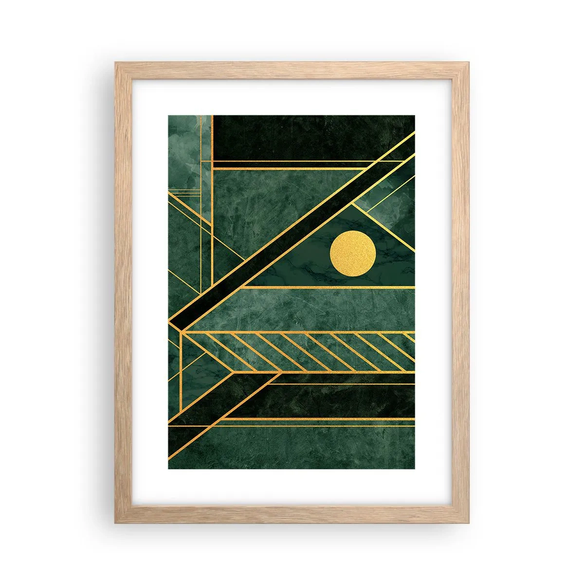 Affiche dans un chêne clair - Poster - Dynamique or et azur - 30x40 cm