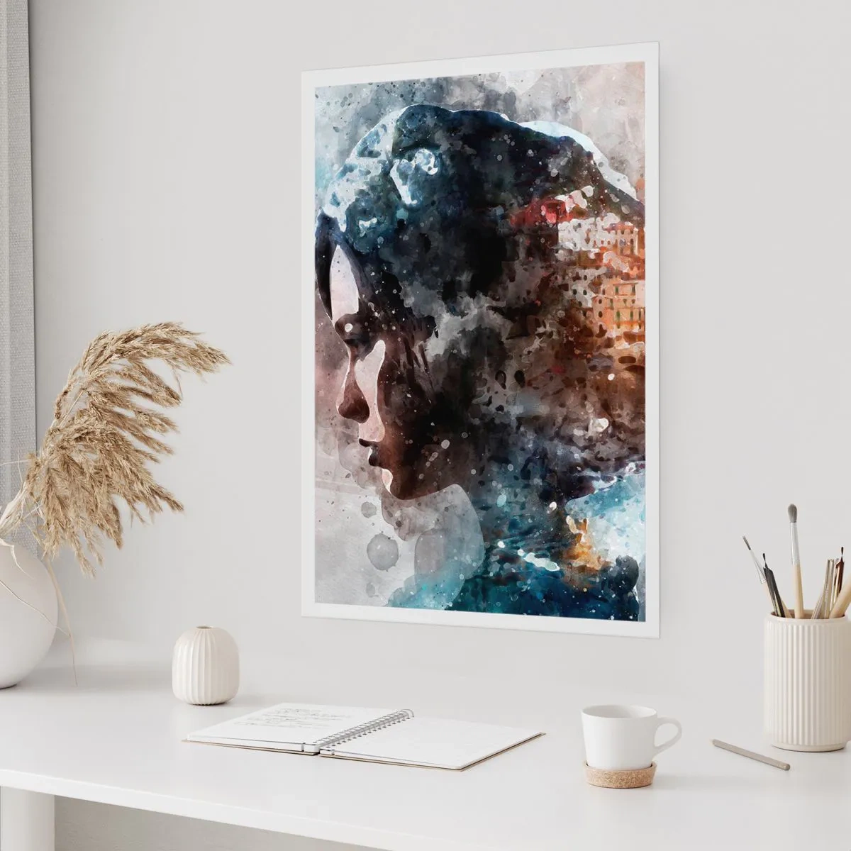 Affiche - Poster - L'histoire d'une fille avec une ville en arrière-plan - 30x40 cm