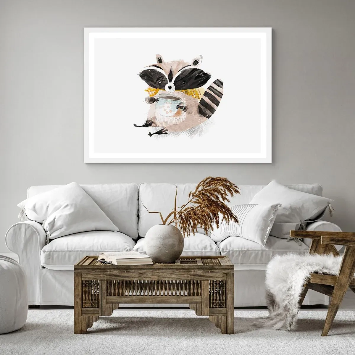 Affiche dans un cadre blanc - Poster - Mon ami le raton laveur - 40x30 cm