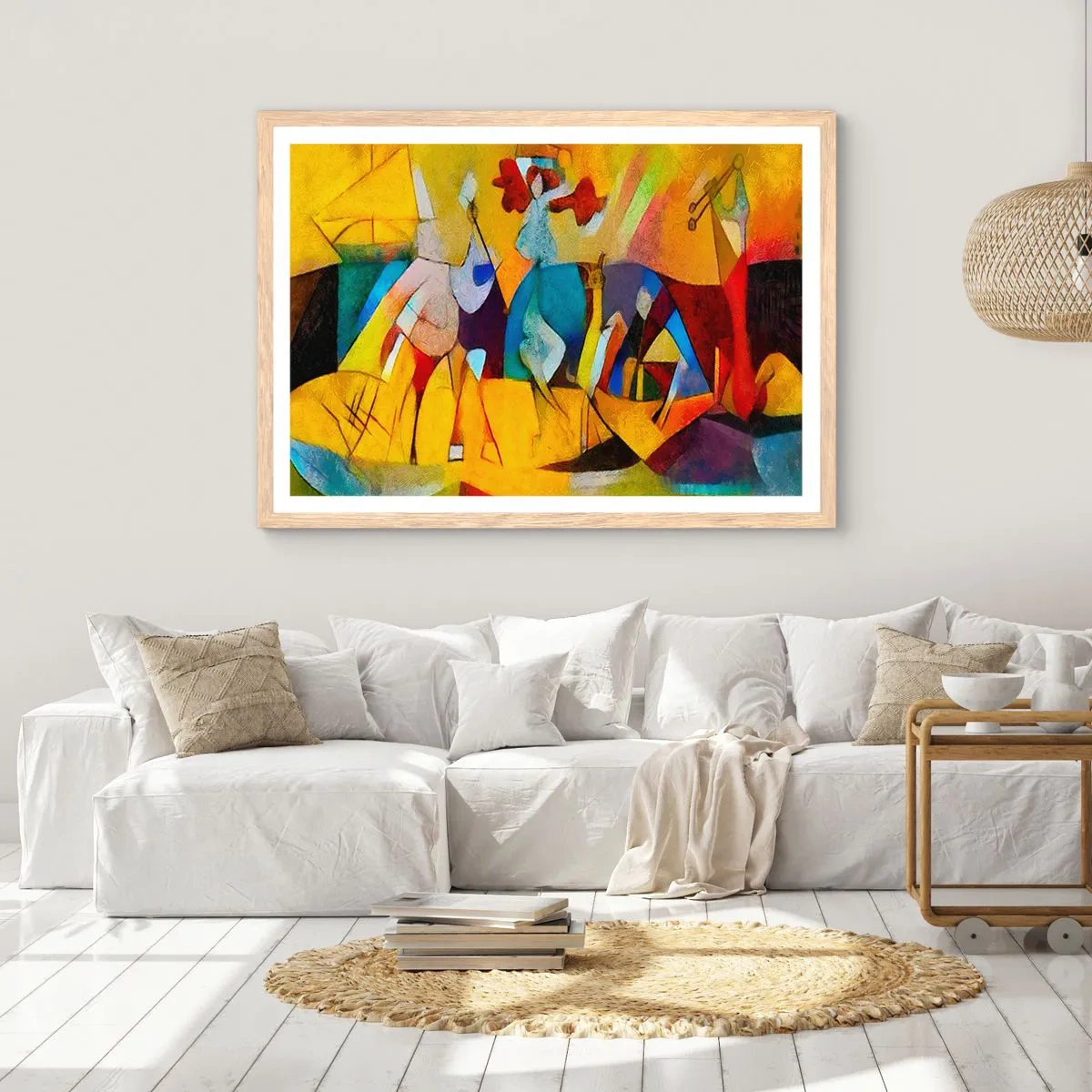 Affiche dans un chêne clair - Poster - Soleil - vie - joie - 100x70 cm