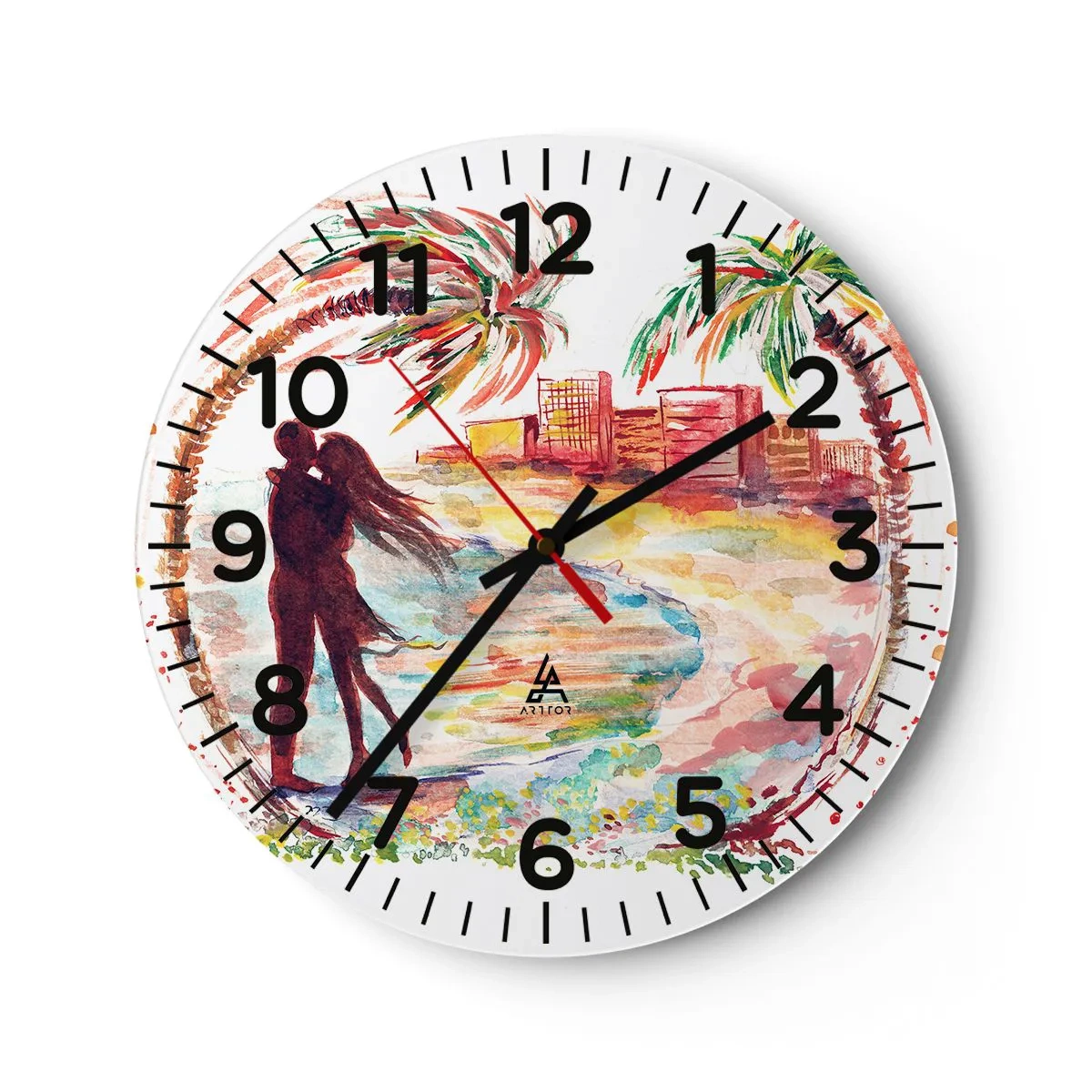 Horloge murale - Pendule murale - Vacances romantiques - 40x40 cm