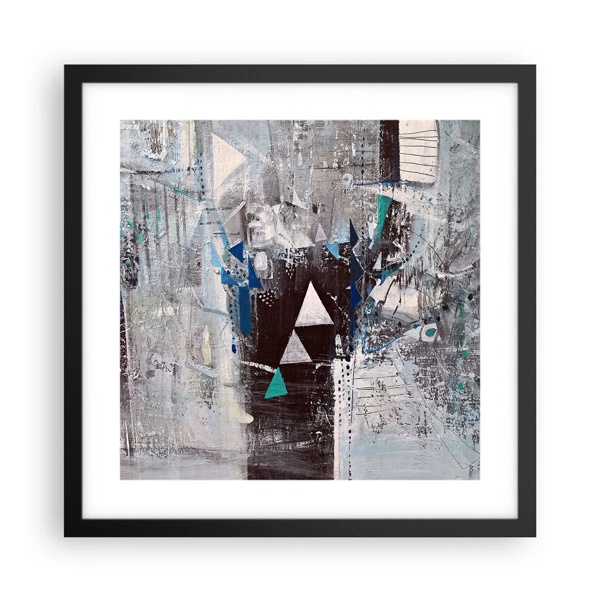 Affiche dans un cadre noir - Poster - Ordre prioritaire des triangles - 40x40 cm