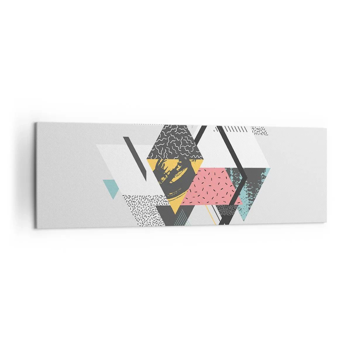 Impression sur toile - Image sur toile - Motifs géométriques sur fond clair - 160x50cm - Variation sur triangle et losange - Décoration murale moderne pour le salon et la chambre ARTTOR