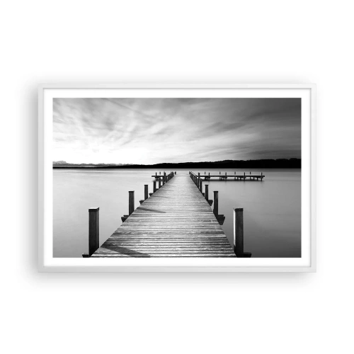 Affiche dans un cadre blanc - Poster - Au point d'eau - la paix - 91x61 cm