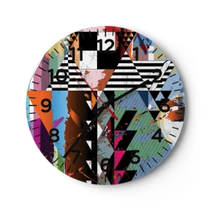 Horloge murale - Pendule murale - Géométrique et organique - 30x30 cm