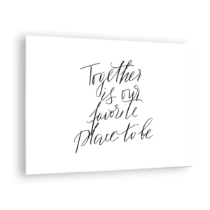 Impression sur verre - Image sur verre - Inscription calligraphique minimaliste sur fond blanc - 70x50cm - Vous aussi vous le sentez? - Décoration murale moderne pour le salon et la chambre ARTTOR