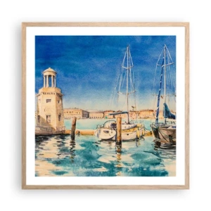 Affiche dans un chêne clair - Poster - Lagune ensoleillée - 60x60 cm