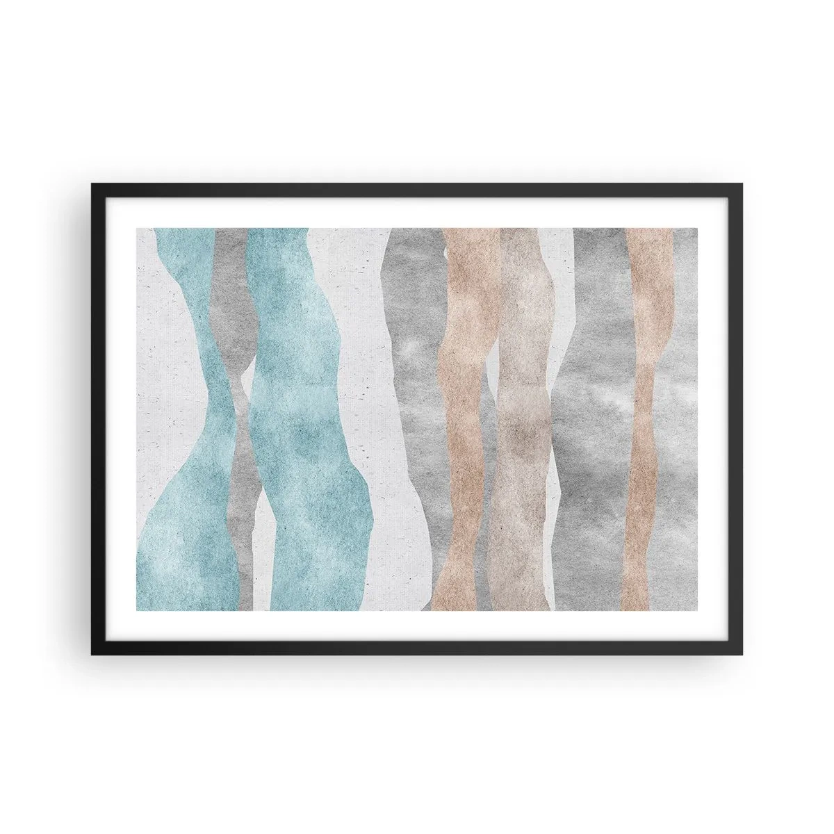 Affiche dans un cadre noir - Poster - Rayures abstraites aux tons pastel - 70x50cm - Une étude de proximité - Décoration murale moderne pour le salon et la chambre ARTTOR