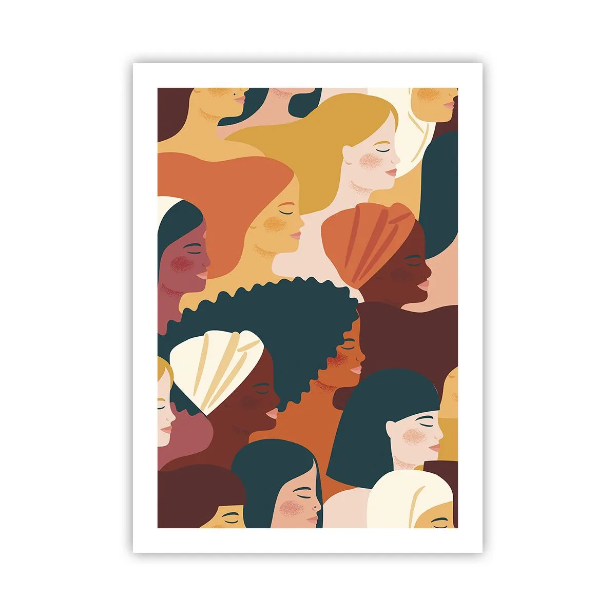 Affiche - Poster - Graphiques colorés montrant des profils féminins - 50x70cm - Uniquement la féminité - Décoration murale moderne pour le salon et la chambre ARTTOR