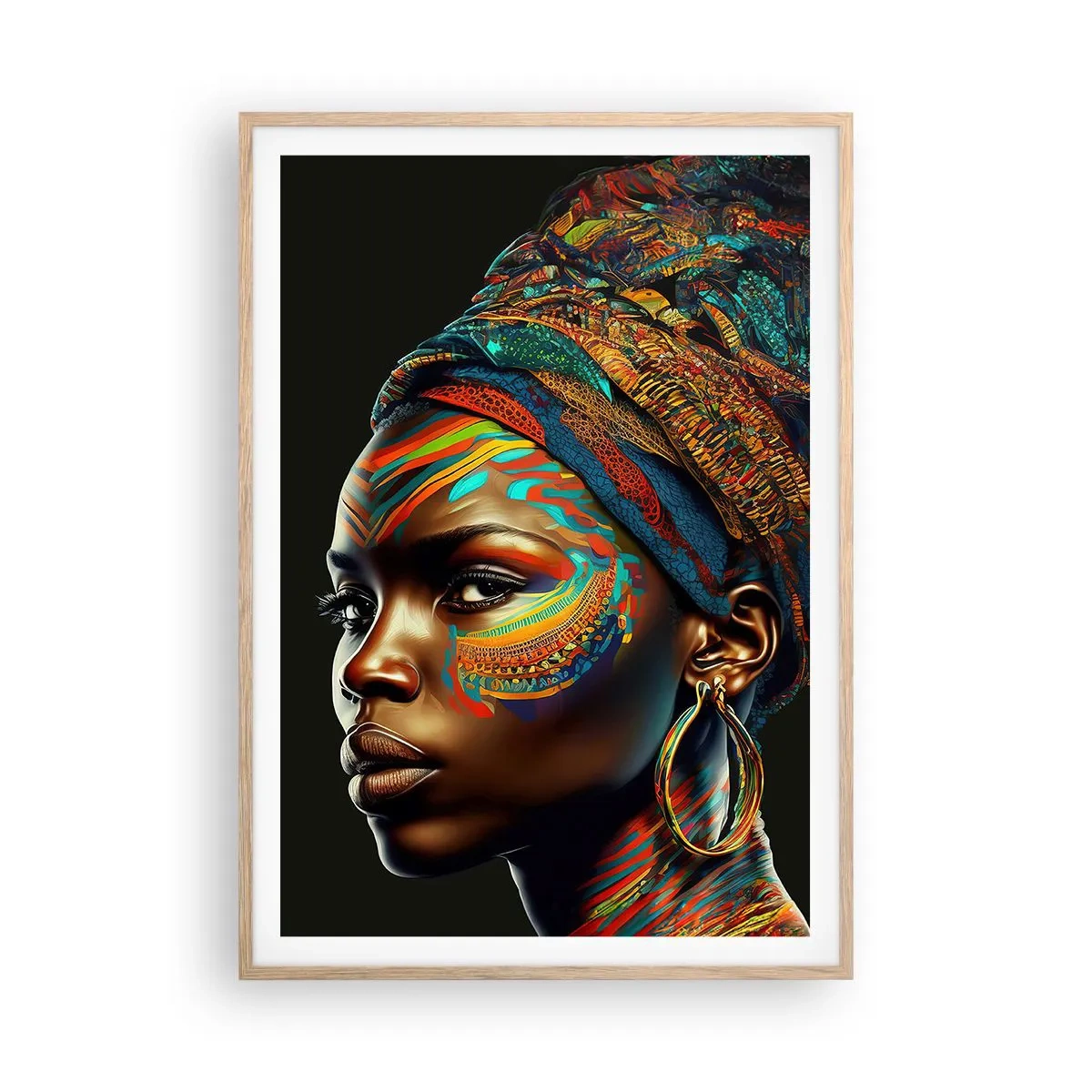 Affiche dans un chêne clair - Poster - reine africaine - 70x100 cm