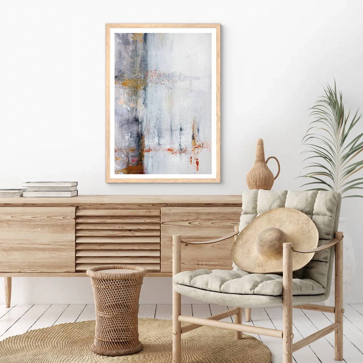 Affiche dans un chêne clair - Poster - Derrière l'air un rideau - 61x91 cm