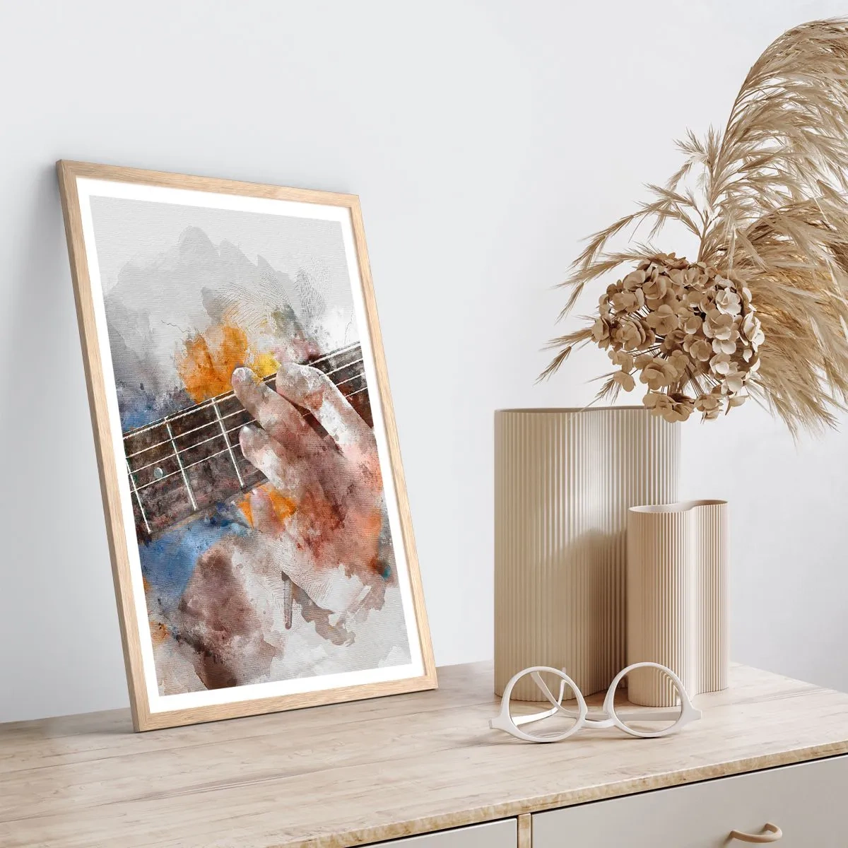 Affiche dans un chêne clair - Poster - La poésie entre les cordes - 40x50 cm