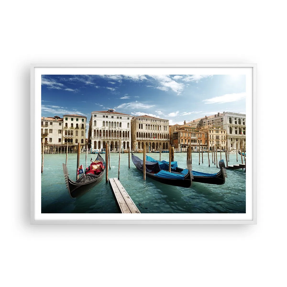 Affiche dans un cadre blanc - Poster - Palace bleu ciel - 100x70 cm