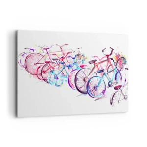 Impression sur toile - Image sur toile - Vélos colorés dans un style aquarelle artistique - 120x80cm - Congrès du club Antymoto - Décoration murale moderne pour le salon et la chambre ARTTOR