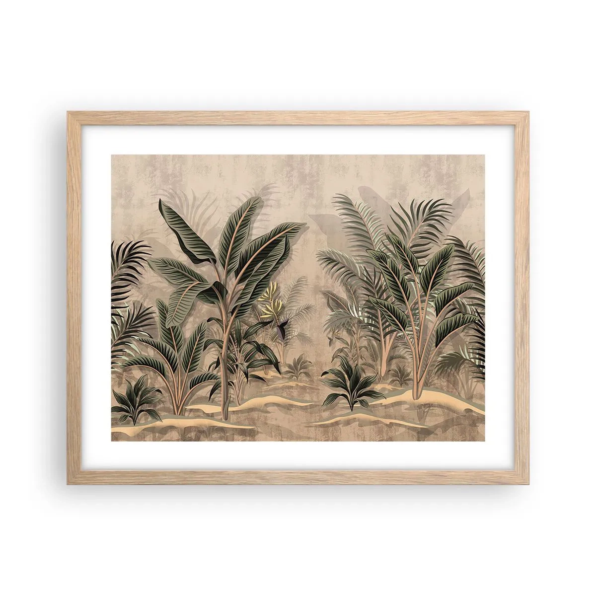 Affiche dans un chêne clair - Poster - Une gravure de style colonial - 50x40 cm