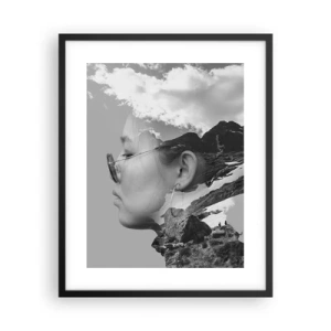 Affiche dans un cadre noir - Poster - Portrait de montagnes et nuages - 40x50 cm