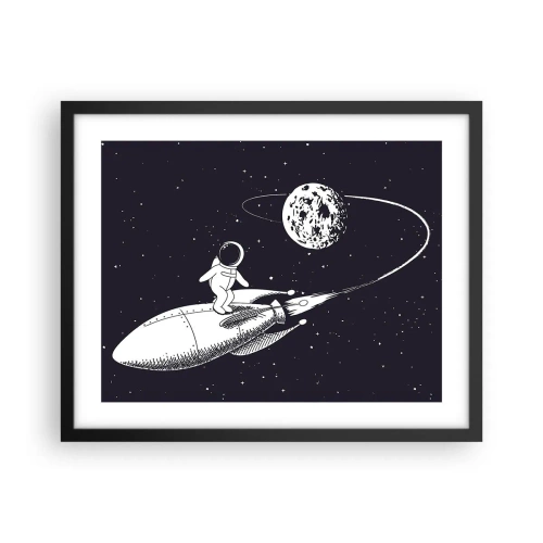 Affiche dans un cadre noir - Poster - Surfeur de l'espace - 50x40 cm