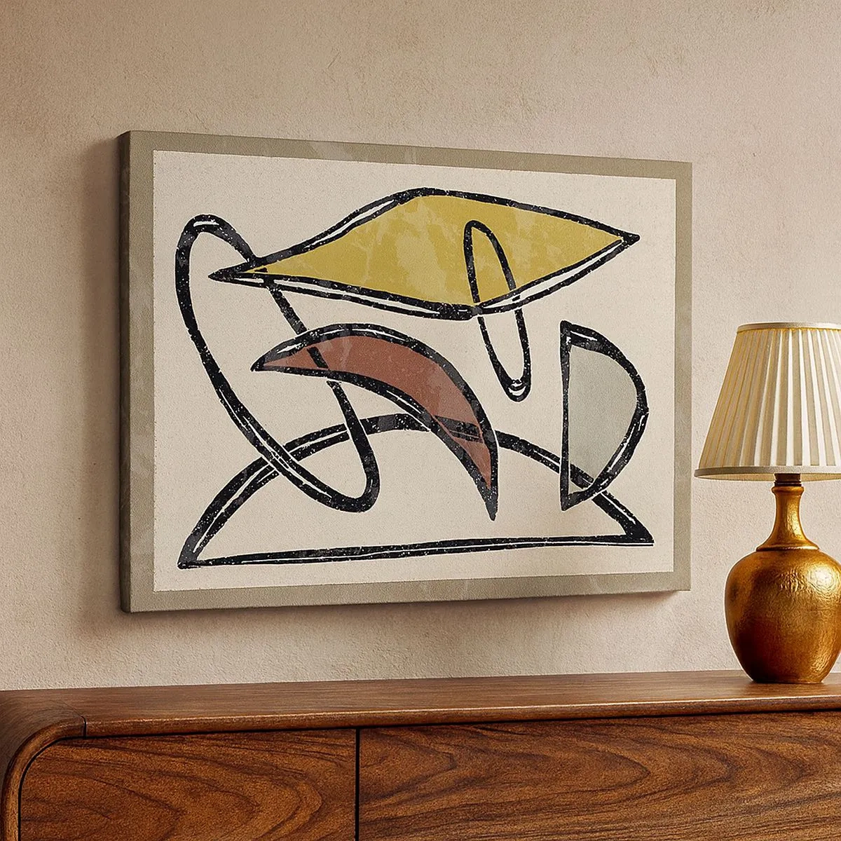 Impression sur toile - Image sur toile - Abstraction avec des formes géométriques et des couleurs sobres - 70x50cm - Verticales et horizontales - Décoration murale moderne pour le salon et la chambre ARTTOR