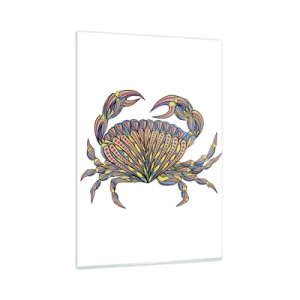 Impression sur verre - Image sur verre - Crabe coloré dans un style artistique - 80x120cm - Bijoux de la mer - Décoration murale moderne pour le salon et la chambre ARTTOR