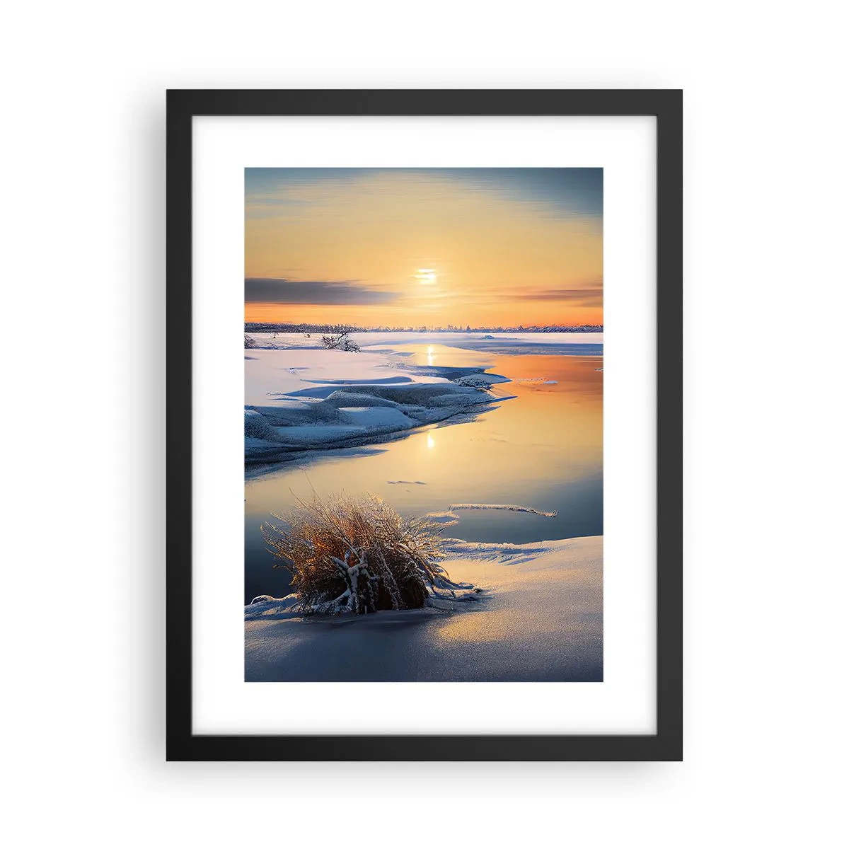 Affiche dans un cadre noir - Poster - Coucher de soleil d'hiver - 30x40 cm