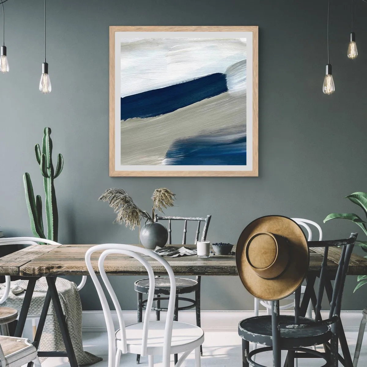 Affiche dans un chêne clair - Poster - Rencontre avec la blancheur - 60x60 cm