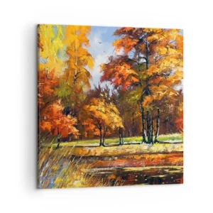 Impression sur toile - Image sur toile - Paysage en or et bronze - 50x50 cm